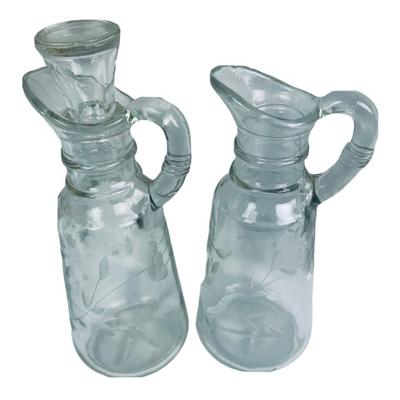 Princess House Other - Heritage by Princess House Cruet Set One Stopper Clear Etched Glass